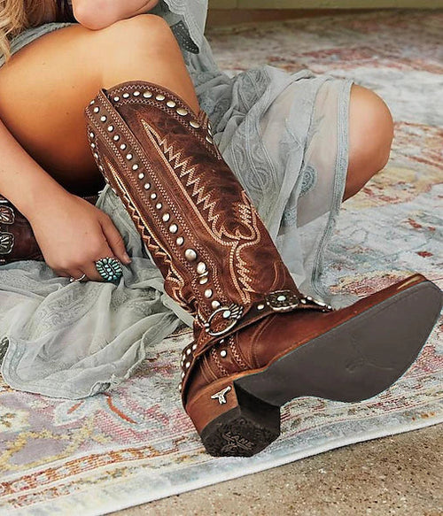 1970s Shoes Western Boot Square Toe Hippie Cowboy Women's Masquerade Party / Evening Pride Parade Pride Month Adults' Shoes