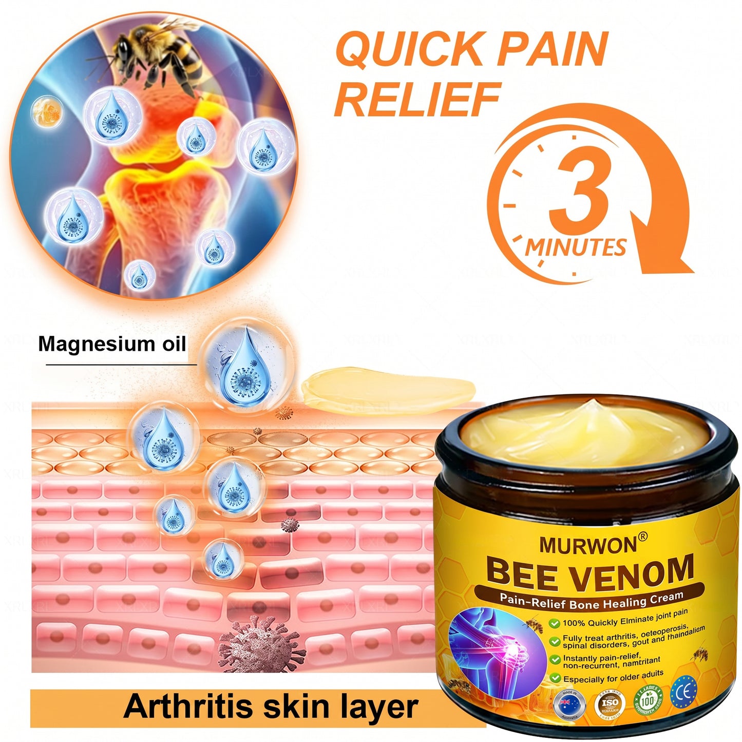30% Discount🎁🎁|𝐌𝐔𝐑𝐖𝐎𝐍® Bee Venom Pain-Relief Bone Healing Cream ✨✨✨(Specially for older adults)